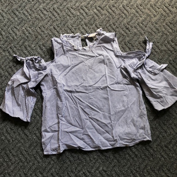 Belle Sky Blue and White Striped Blouse - Picture 9 of 9